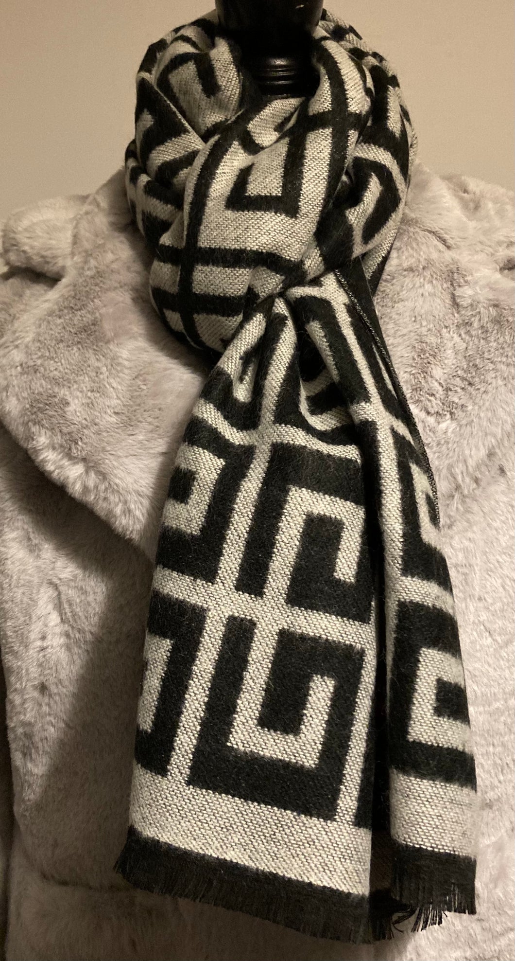 Designer inspired Scarf in Black and White